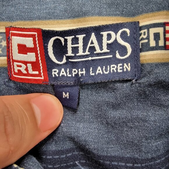 Chaps Ralph Lauren Shirt Mens Medium/Large Striped Vintage Button Up Long Sleeve - Picture 8 of 12
